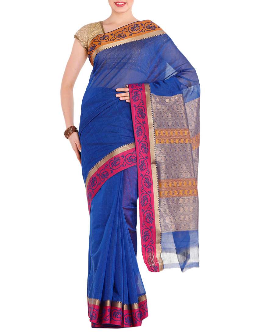 blue silk saree