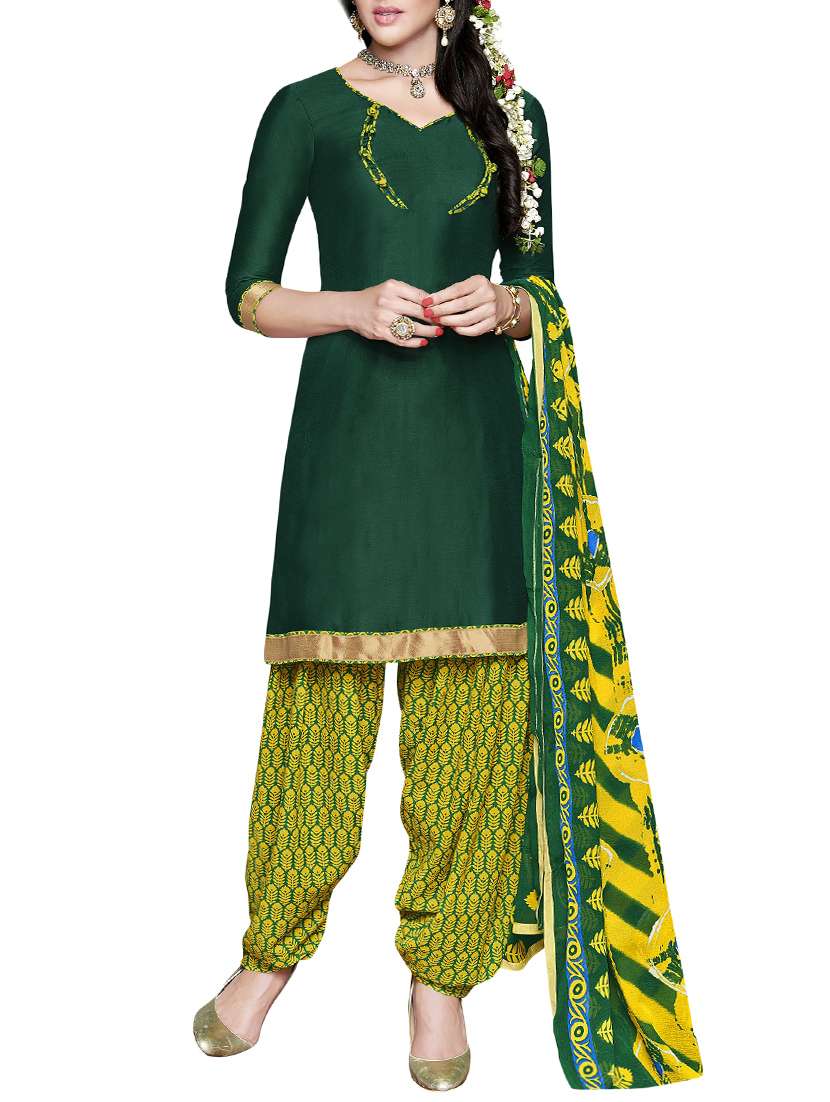 green dress material