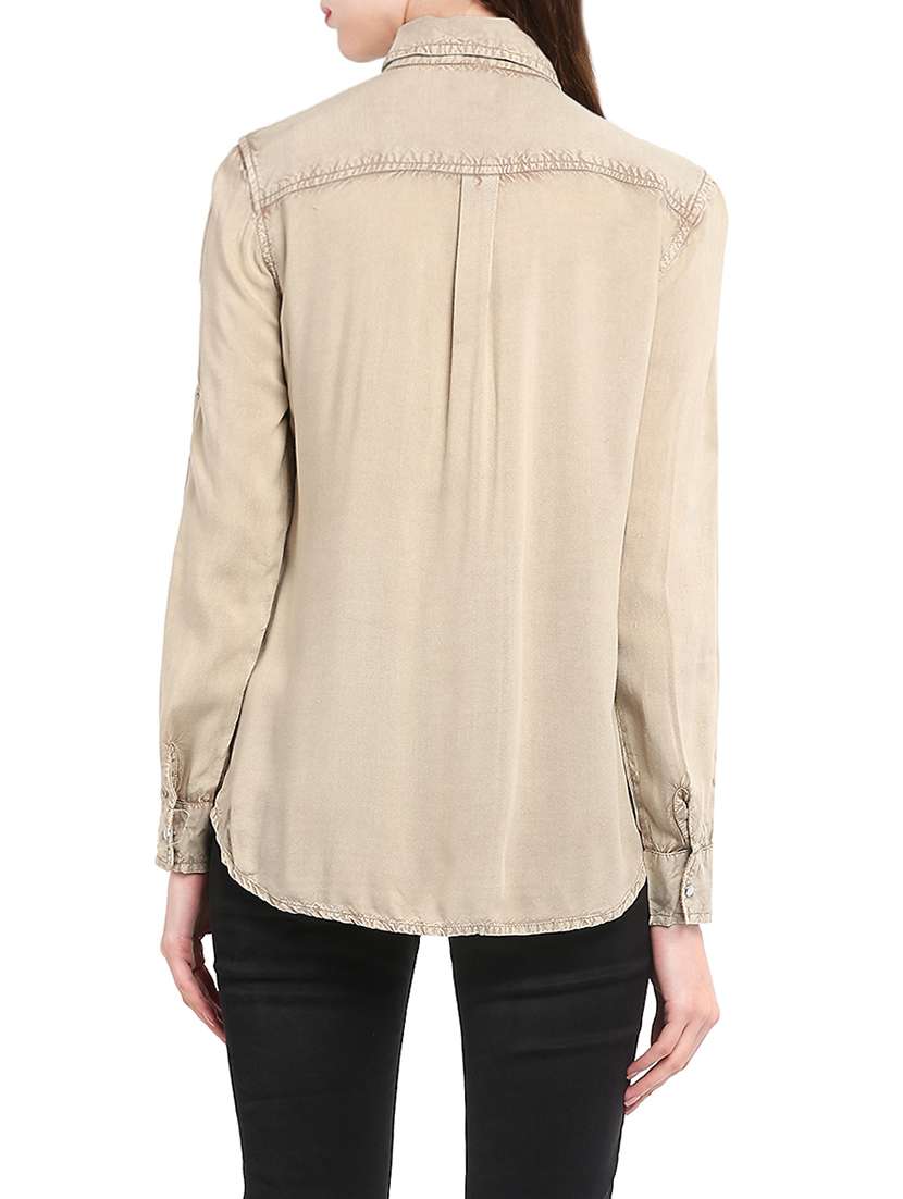 beige viscose regular shirt - 13882507 -  Standard Image - 2