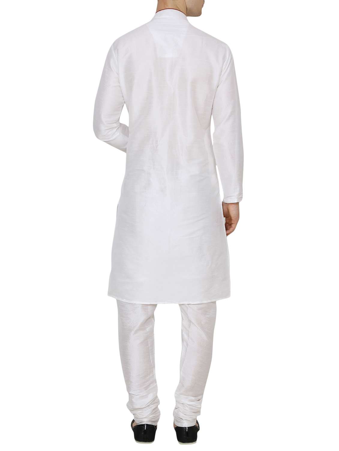 white silk blend kurta pyjama ethnic wear set - 13882605 -  Standard Image - 2