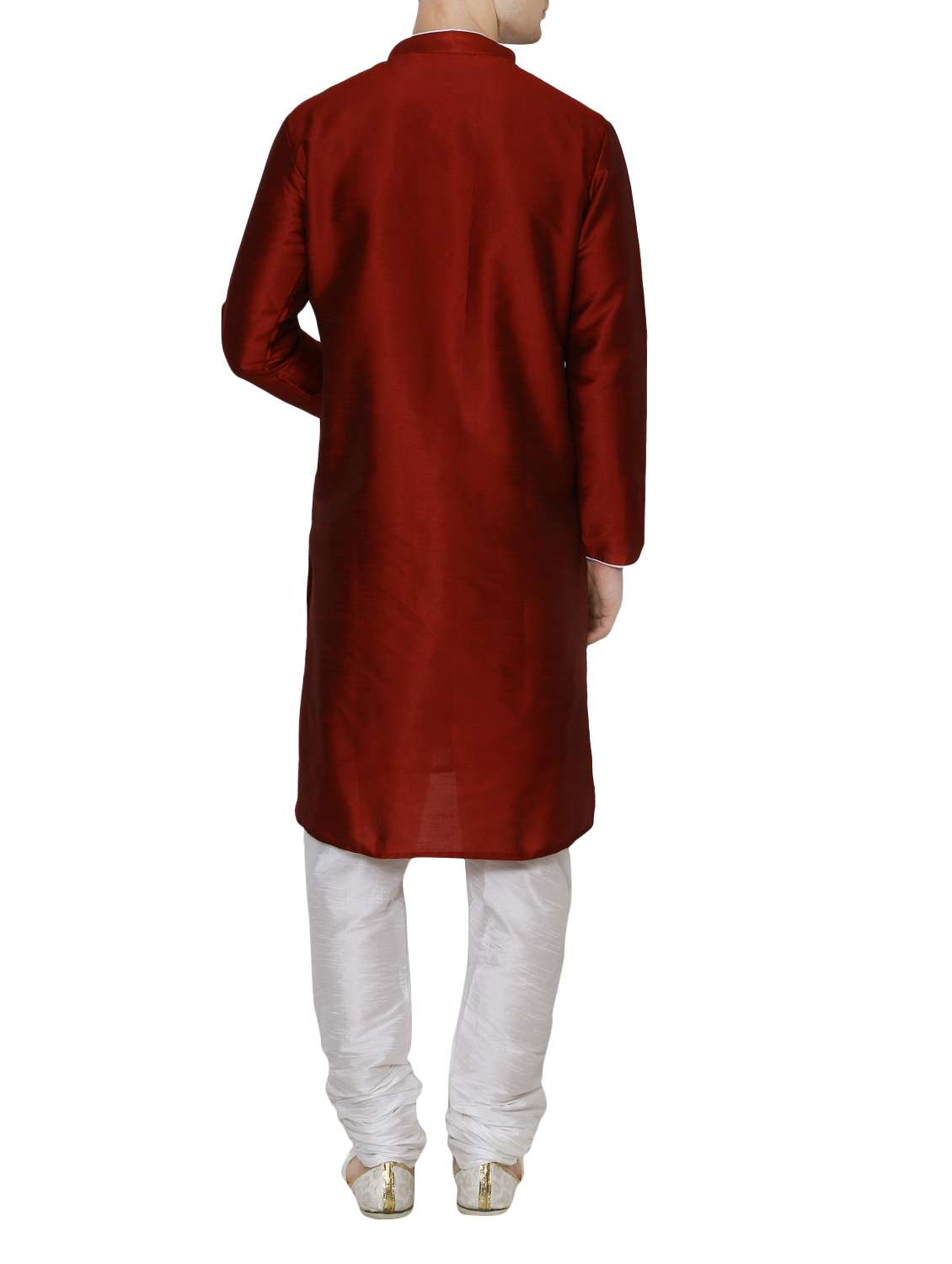 solid maroon silk blend kurta pyjama set - 13882611 - Standard Image - 2