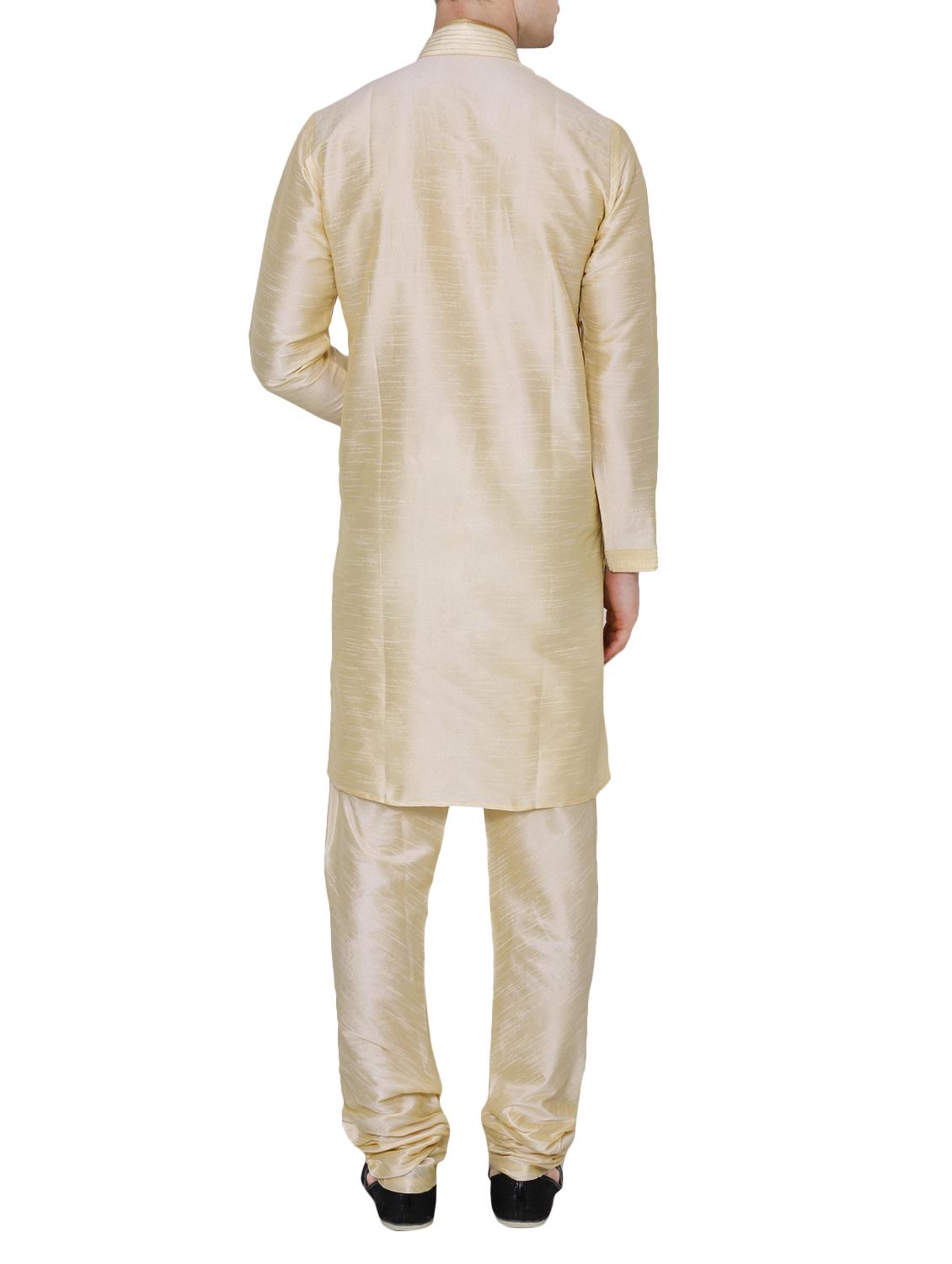 gold silk blend kurta pyjama set - 13882616 - Standard Image - 2