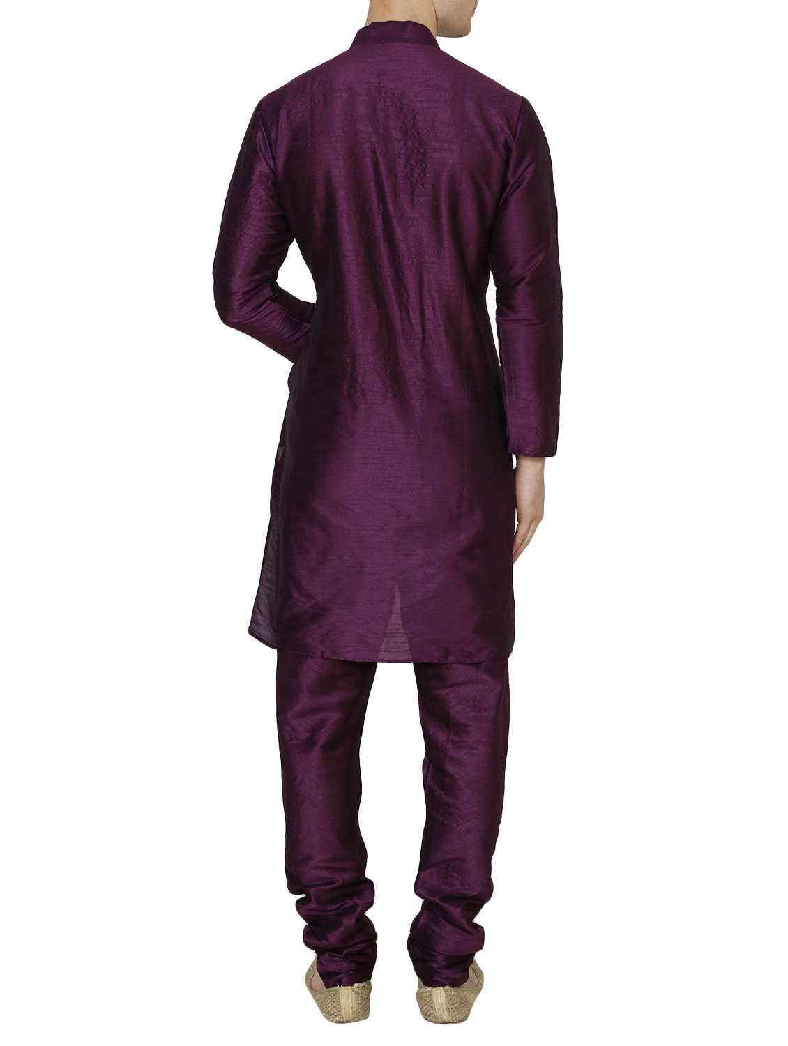 solid purple silk blend kurta pyjama set - 13882652 - Standard Image - 2