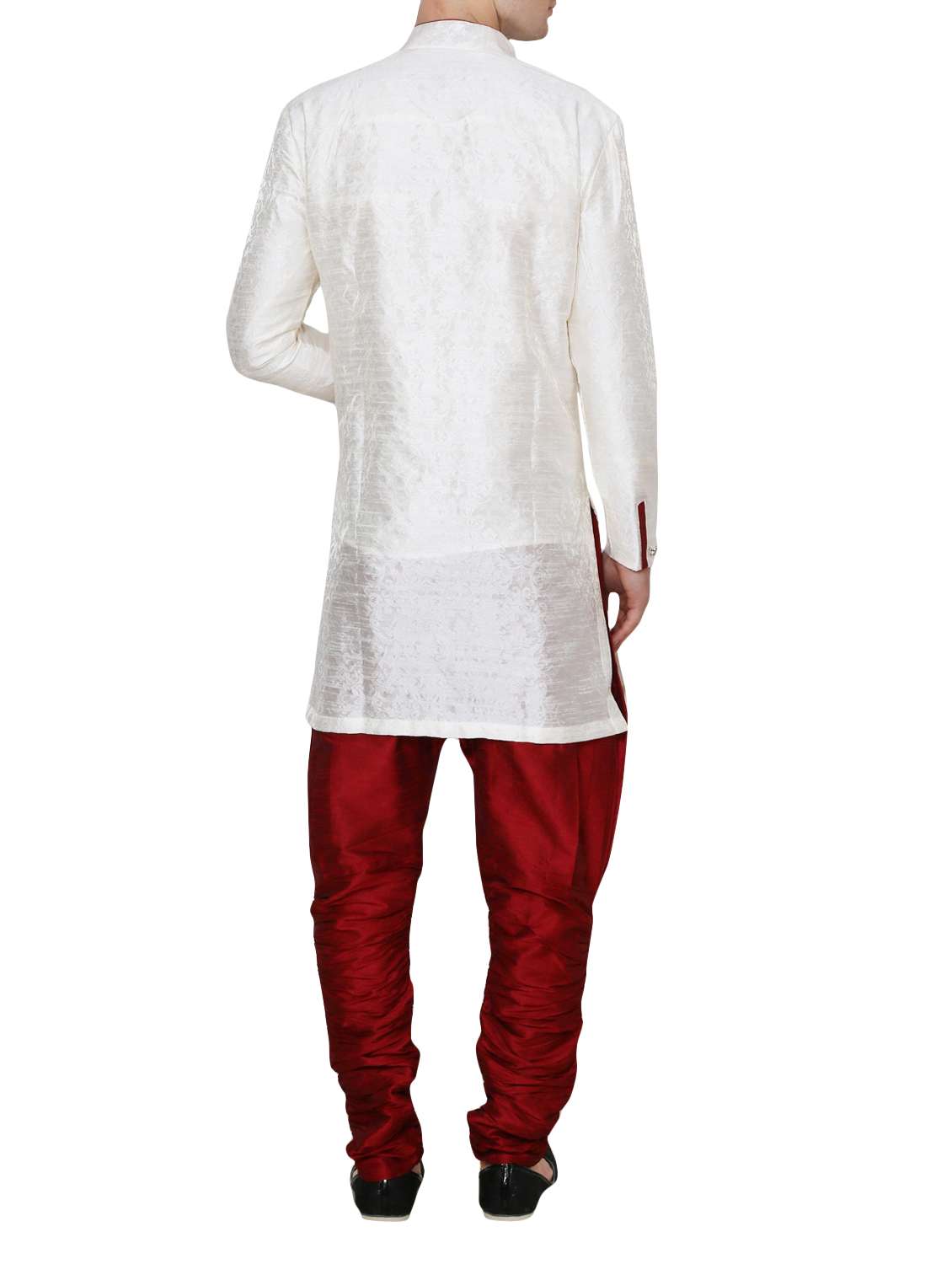 white silk blend kurta pyjama set - 13882653 -  Standard Image - 2