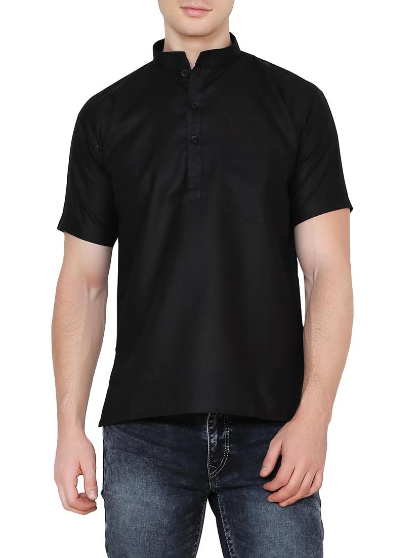 solid black cotton kurta