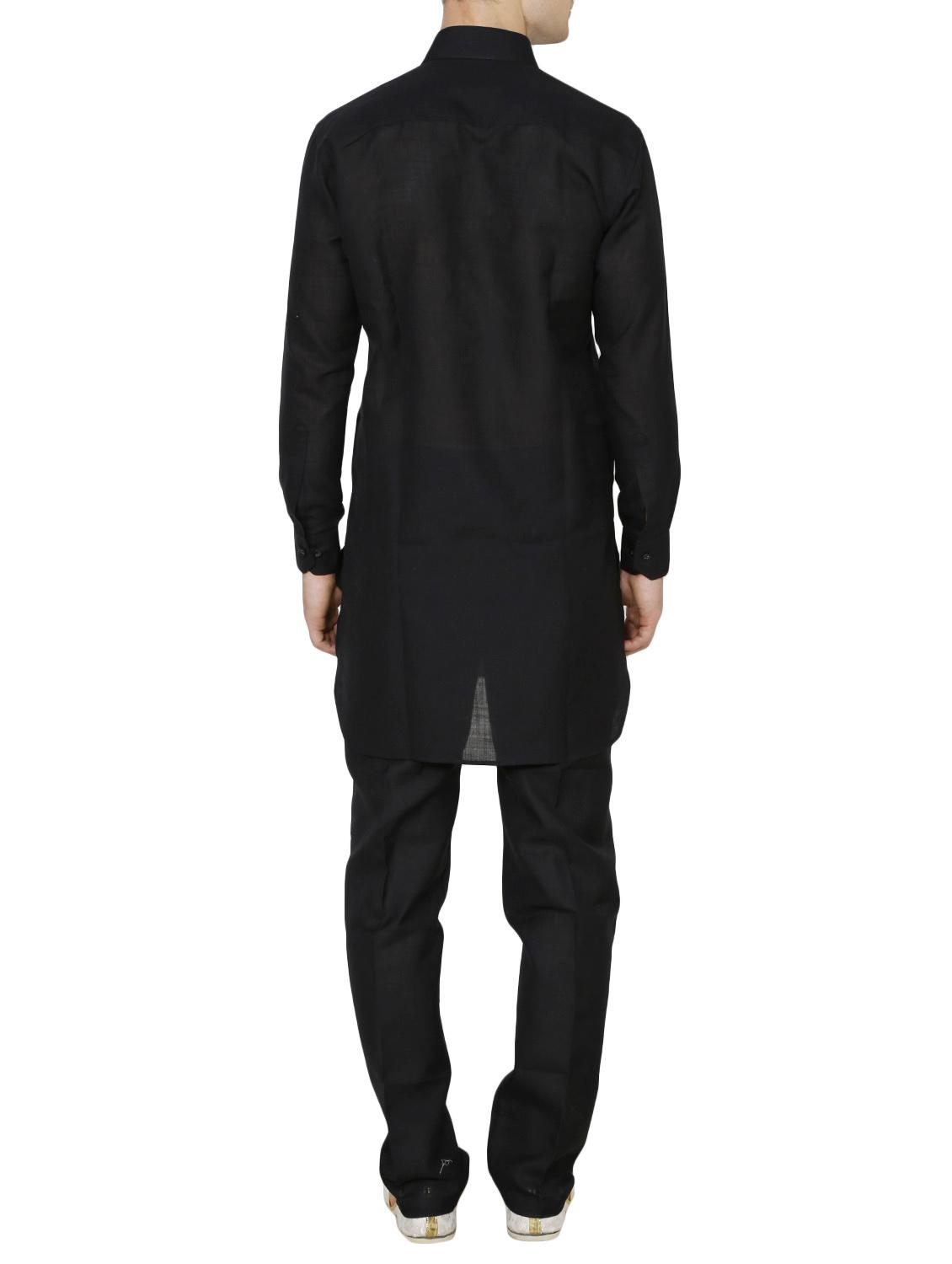 black cotton kurta pyjama set - 13882669 - Standard Image - 2