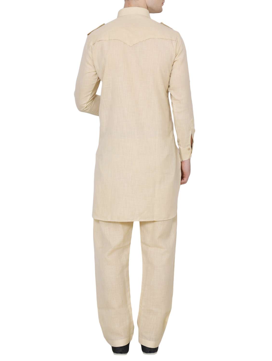 beige nylon kurta pyjama set - 13882677 - Standard Image - 2