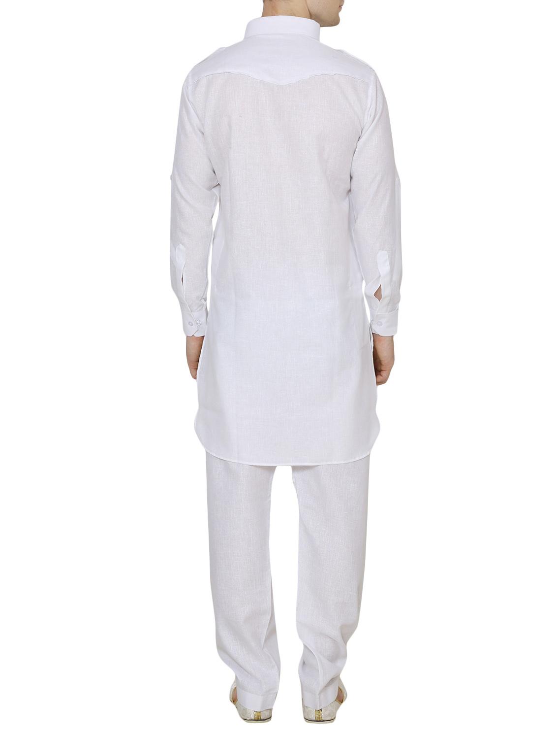 white cotton pathani set - 13882683 - Standard Image - 2