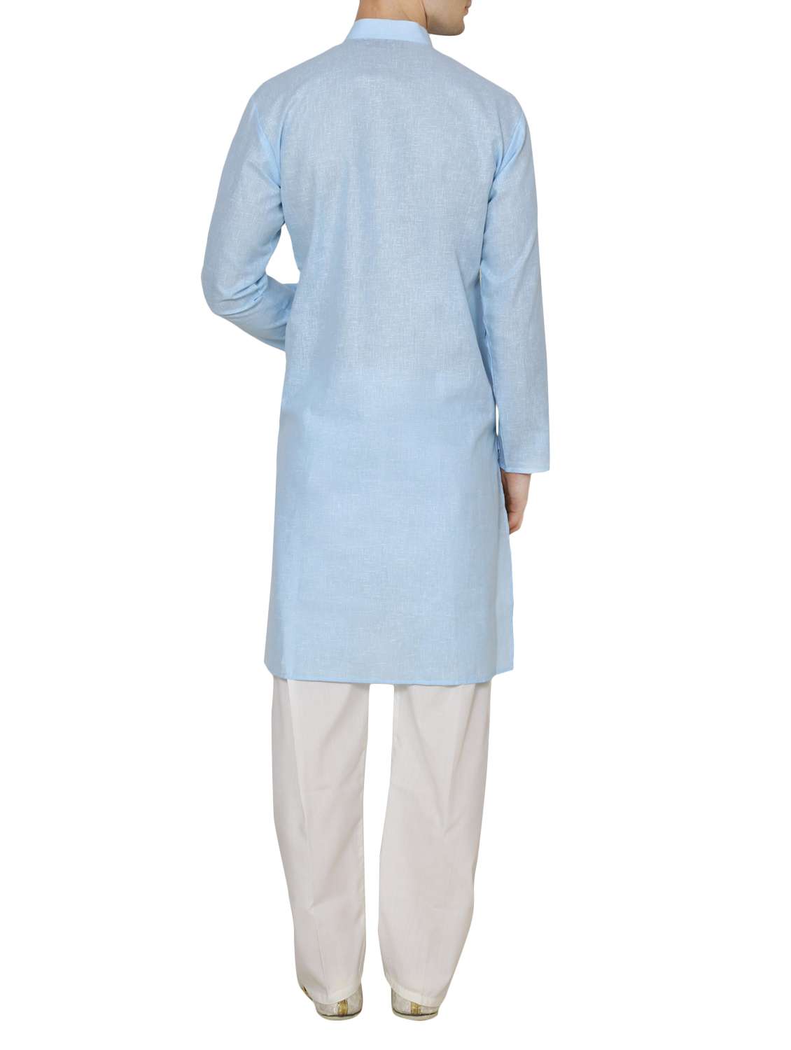 light blue cotton kurta pyjama set - 13882706 - Standard Image - 2