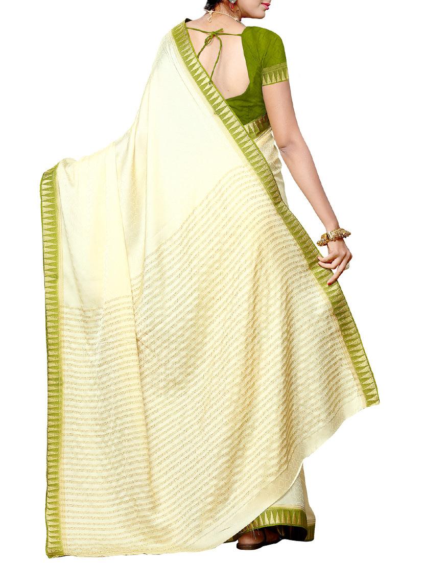 cream crepe woven saree with blouse - 13885629 - Standard Image - 2