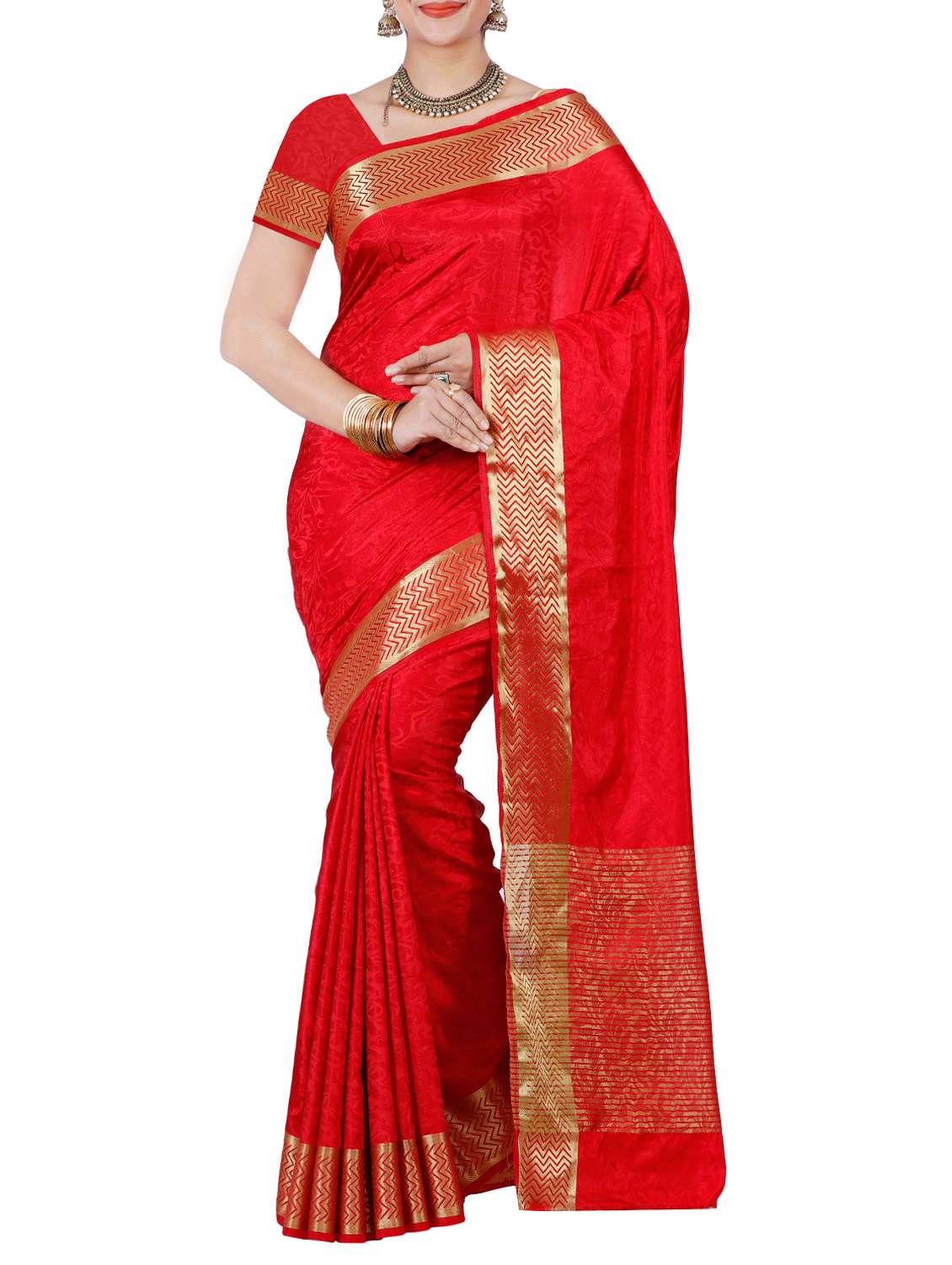red art silk jacquard saree with blouse