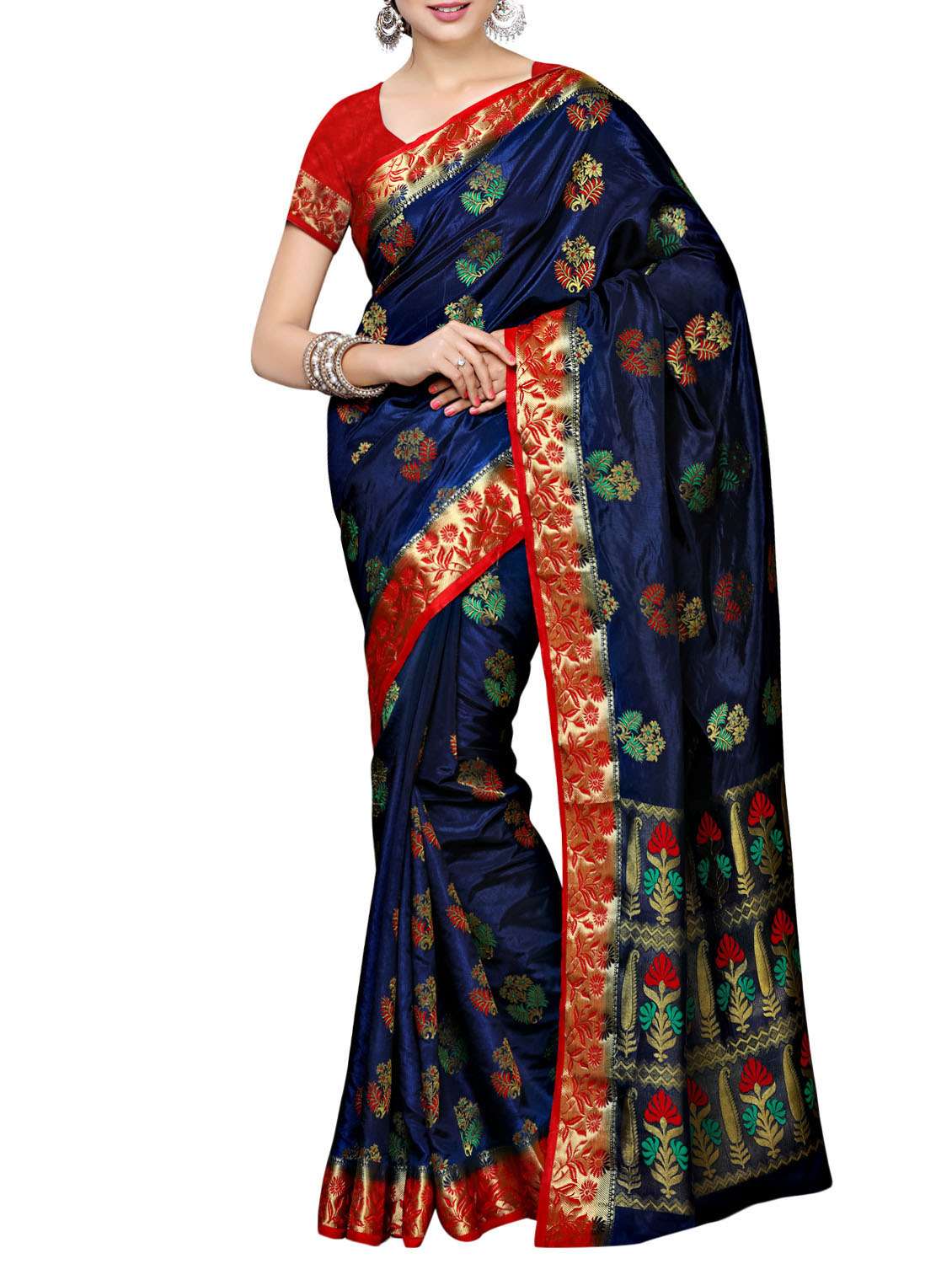 blue silk kanjivaram saree with blouse