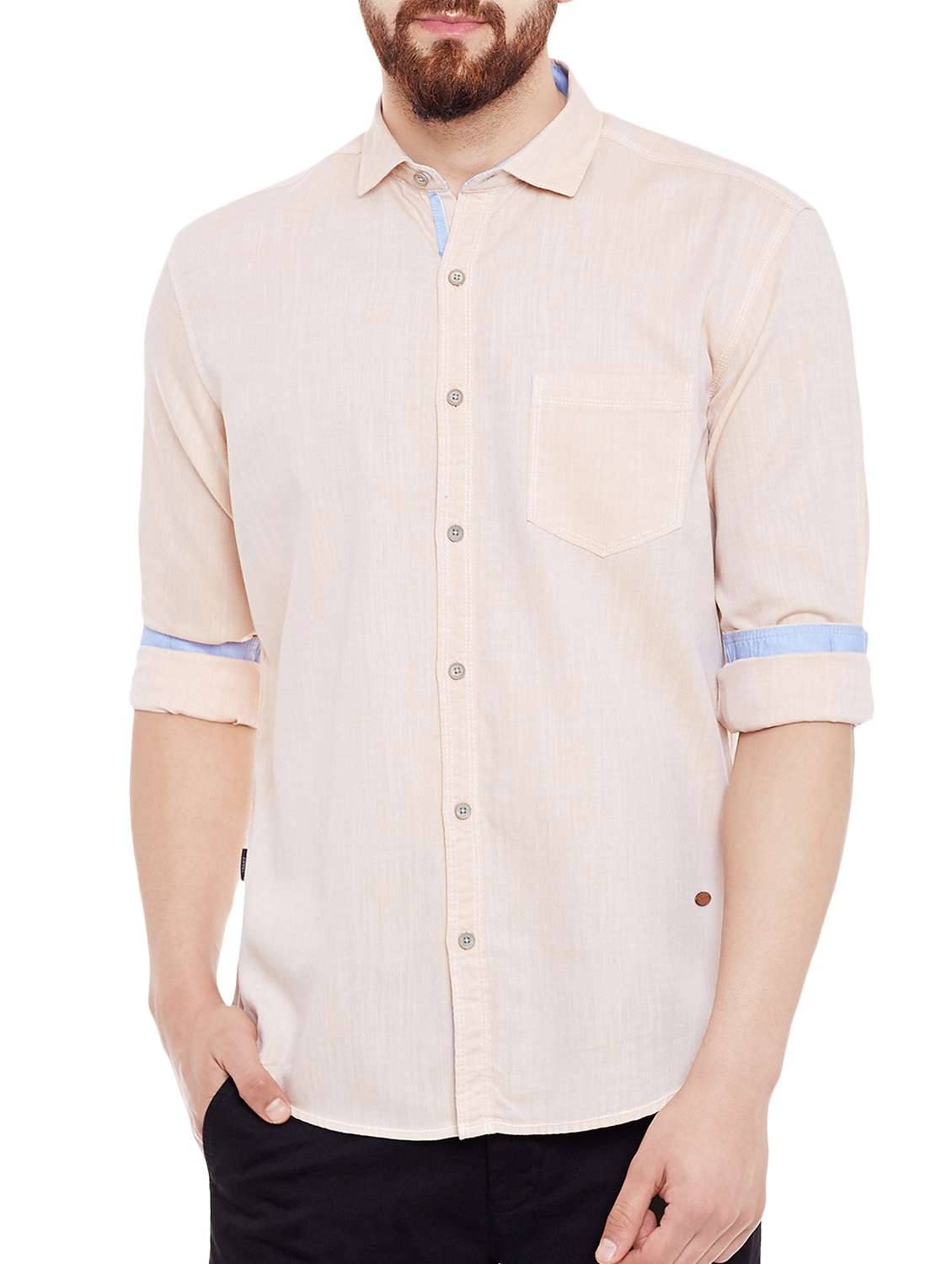beige cotton casual shirt
