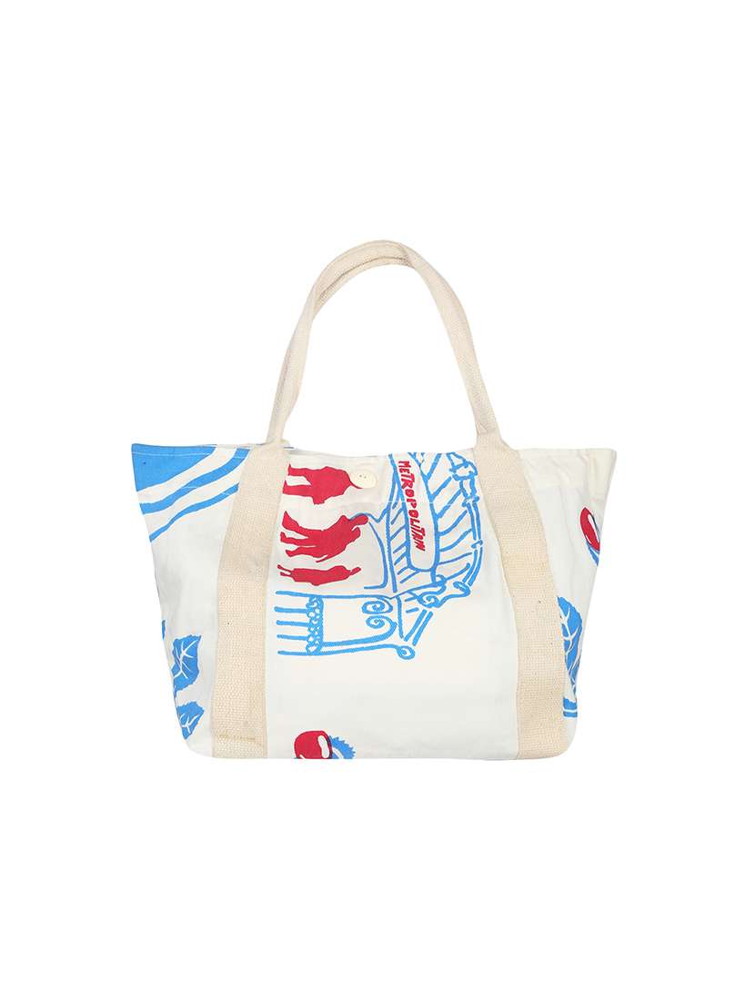 white canvas printed shopping bag - 13897377 - Zoom Image - 0