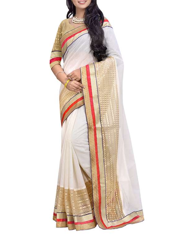 white cotton bordered saree with blouse