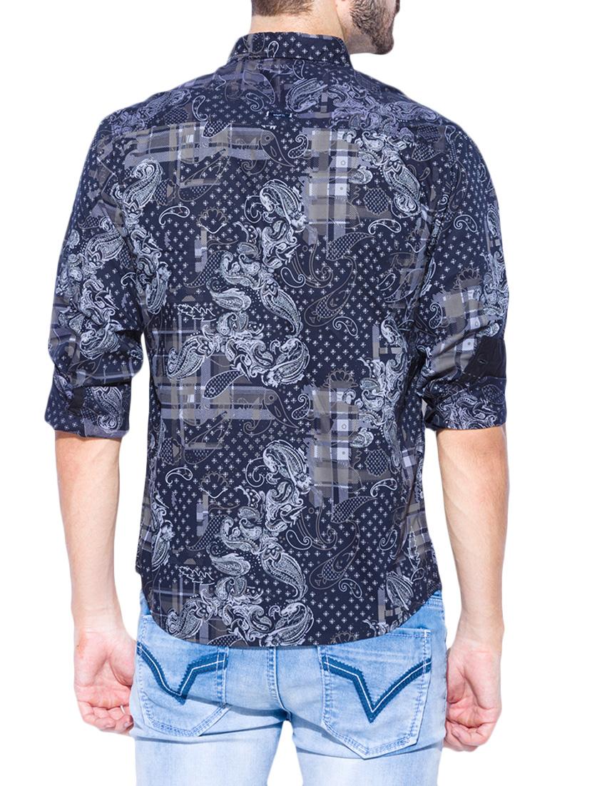 dark blue cotton casual shirt - 13900690 - Standard Image - 2