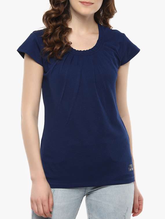 solid navy blue cotton top