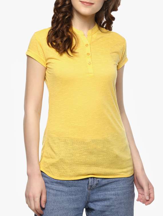 yellow cotton regular tshirt