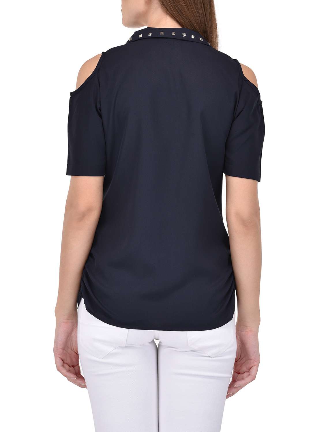navy blue embellished regular shirt - 13908747 - Standard Image - 2