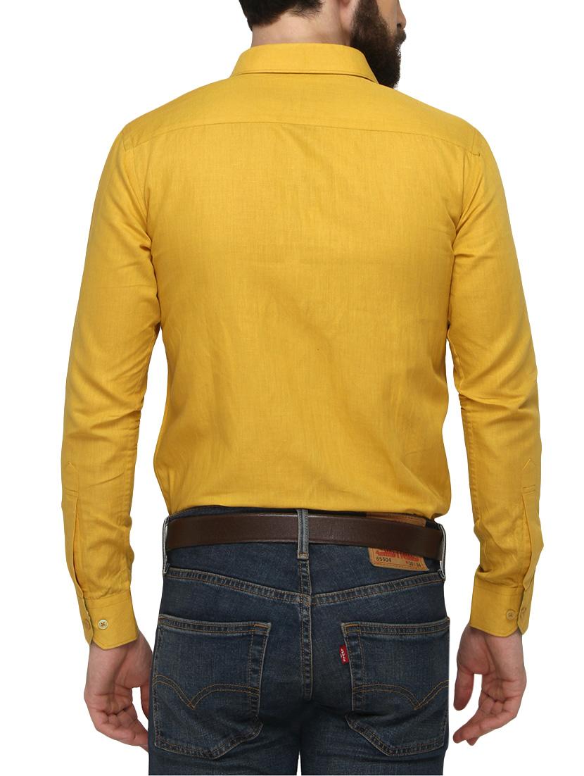 yellow cotton casual shirt - 13910999 - Standard Image - 2