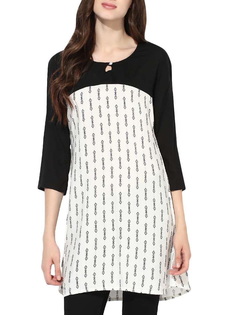 monochrome rayon straight kurti