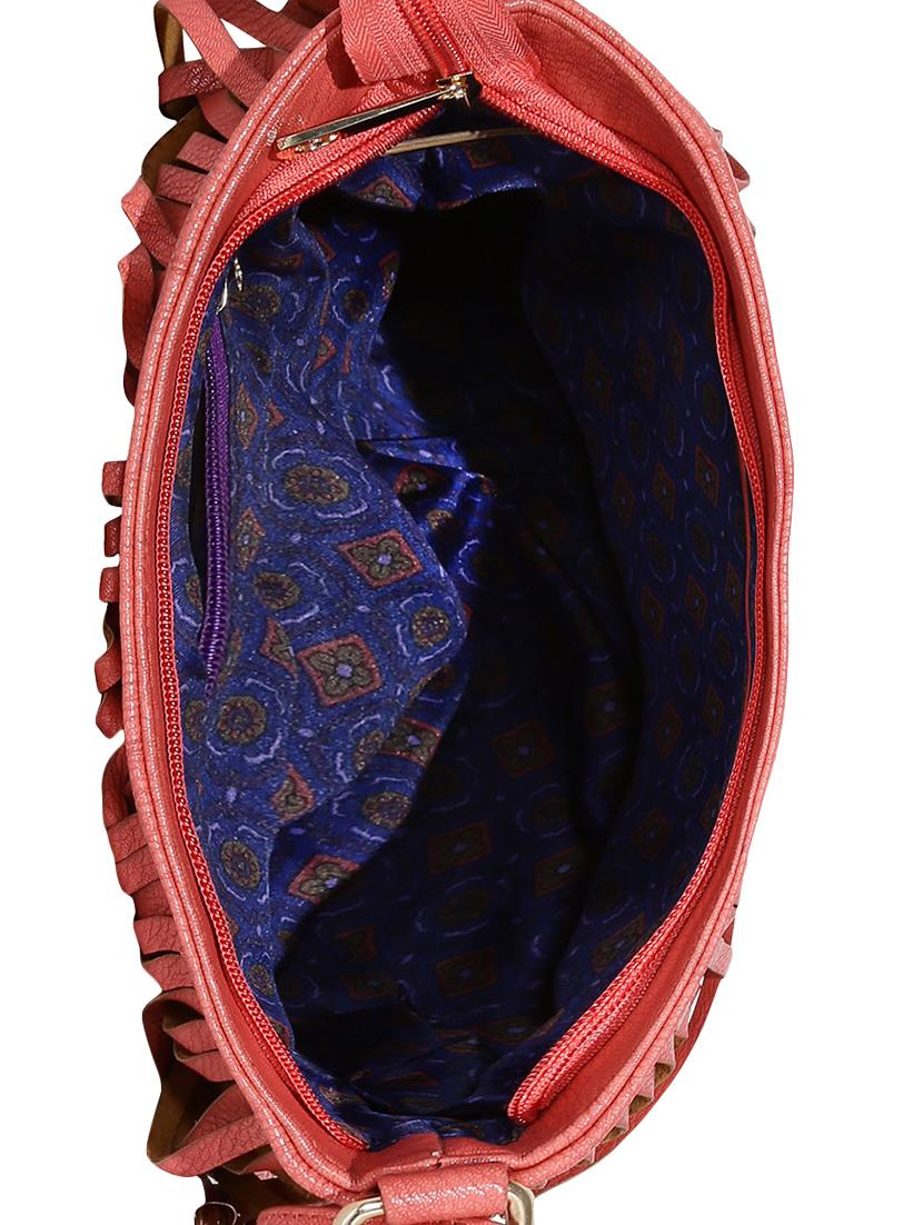 pink leatherette fringed sling bag - 13916855 - Standard Image - 2