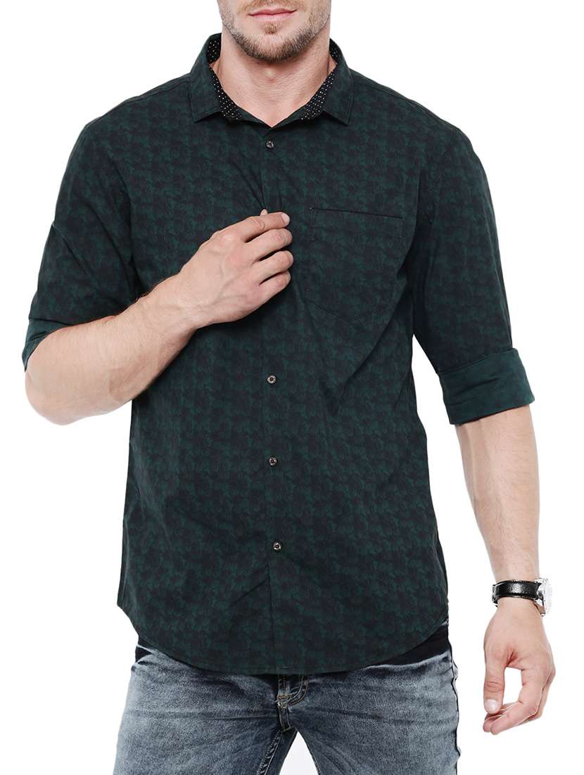 green cotton casual shirt