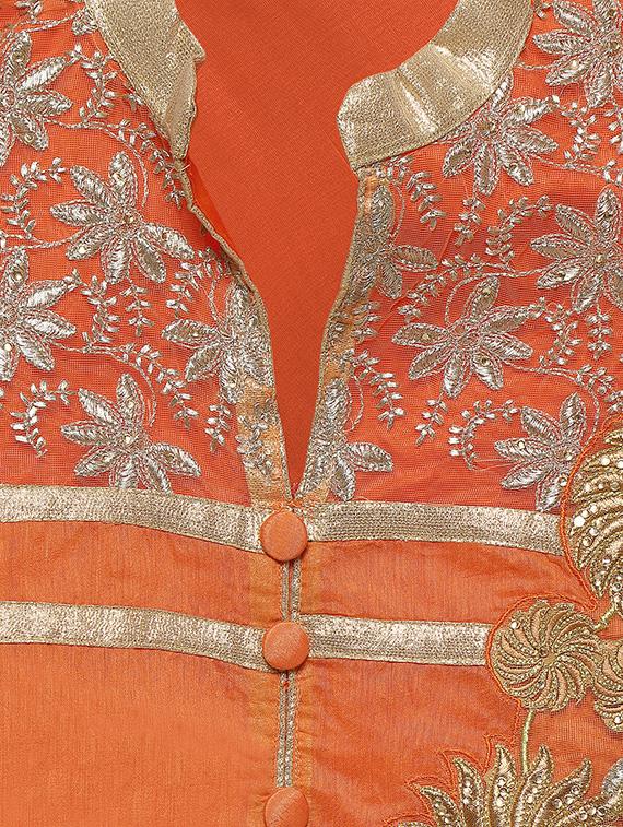 orange chanderi cotton dress material - 13921112 - Standard Image - 2