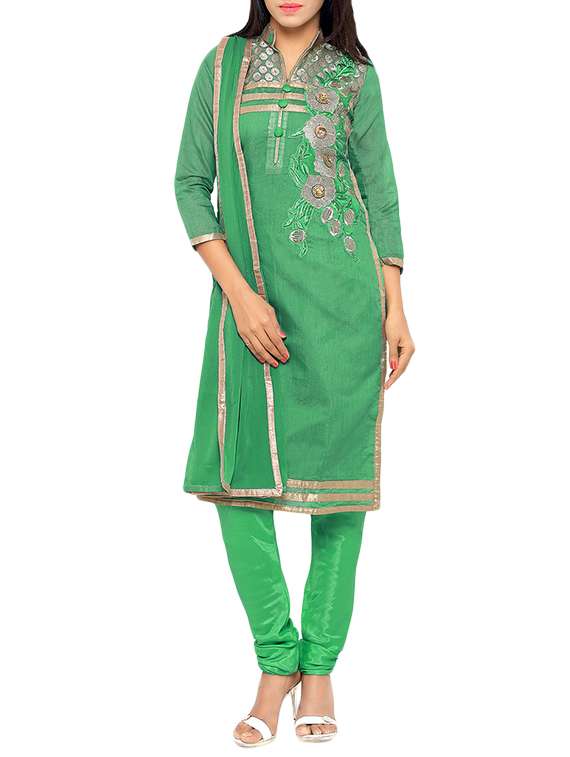 green chanderi cotton dress material