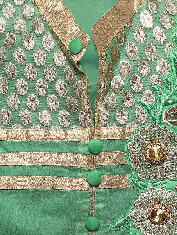 green chanderi cotton dress material - 13921113 -  Standard Image - 2
