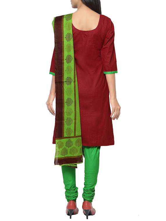 maroon cambric cotton dress material - 13921122 -  Standard Image - 2