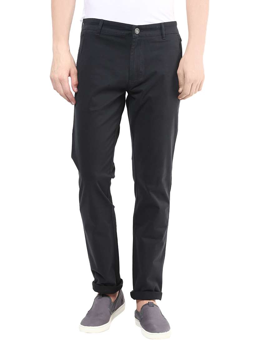 black cotton chinos casual trousers