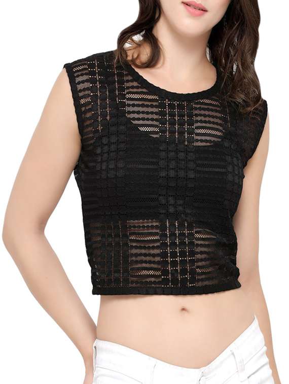 women's crop round neck top