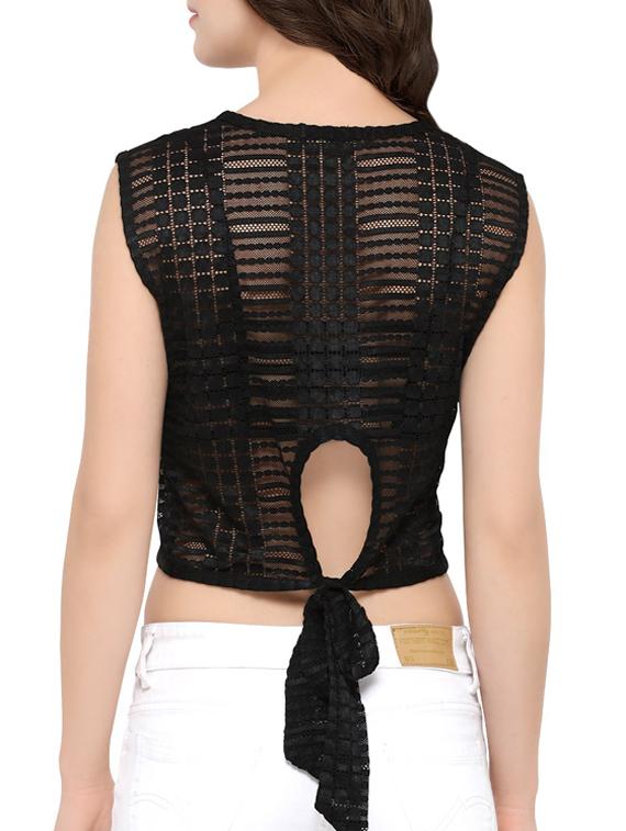 women's crop round neck top - 13931805 -  Standard Image - 2