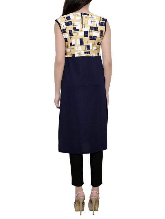 blue viscose high slit kurta - 13932480 - Standard Image - 2