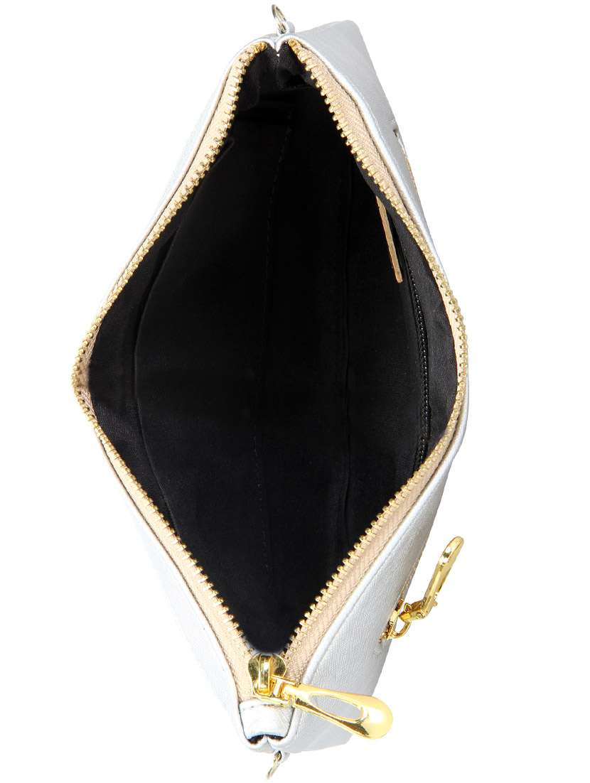 silver leatherette  pouch clutch - 13933811 -  Standard Image - 2