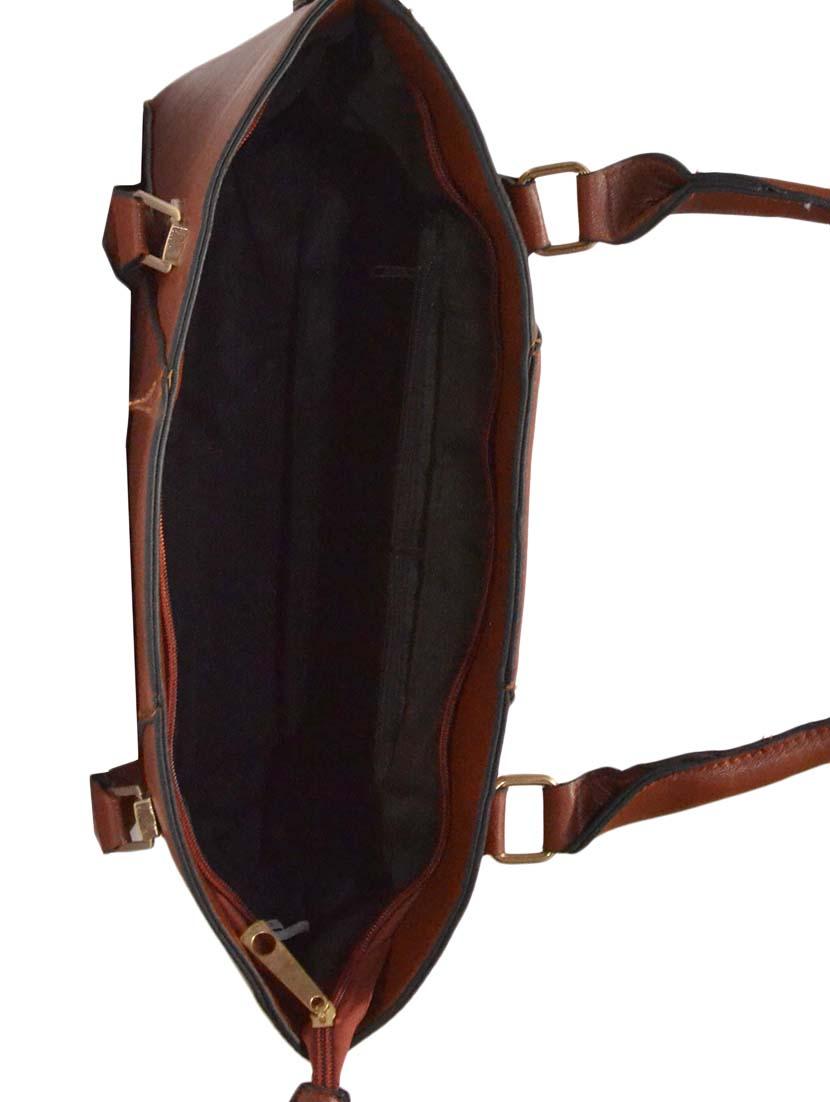 brown leatherette regular handbag - 13939277 - Standard Image - 2