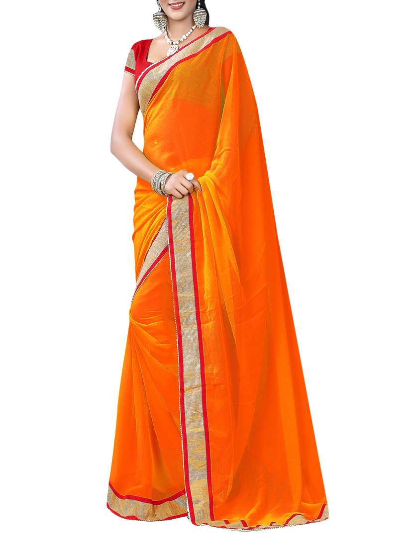 yellow chiffon bordered saree with blouse