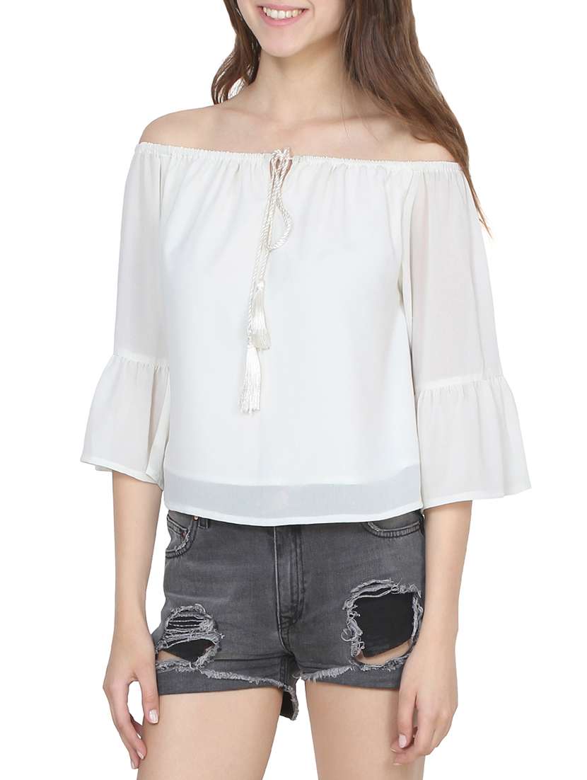 white georgette top