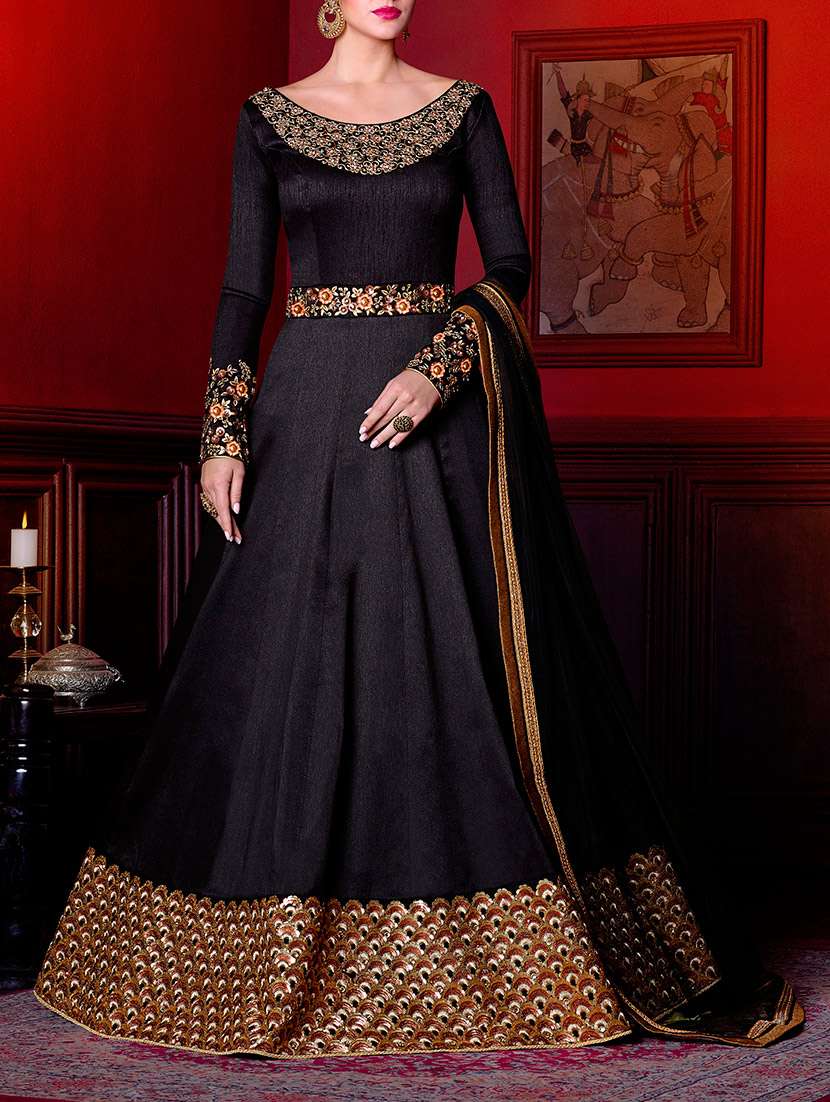 black banglori silk unstitched suit