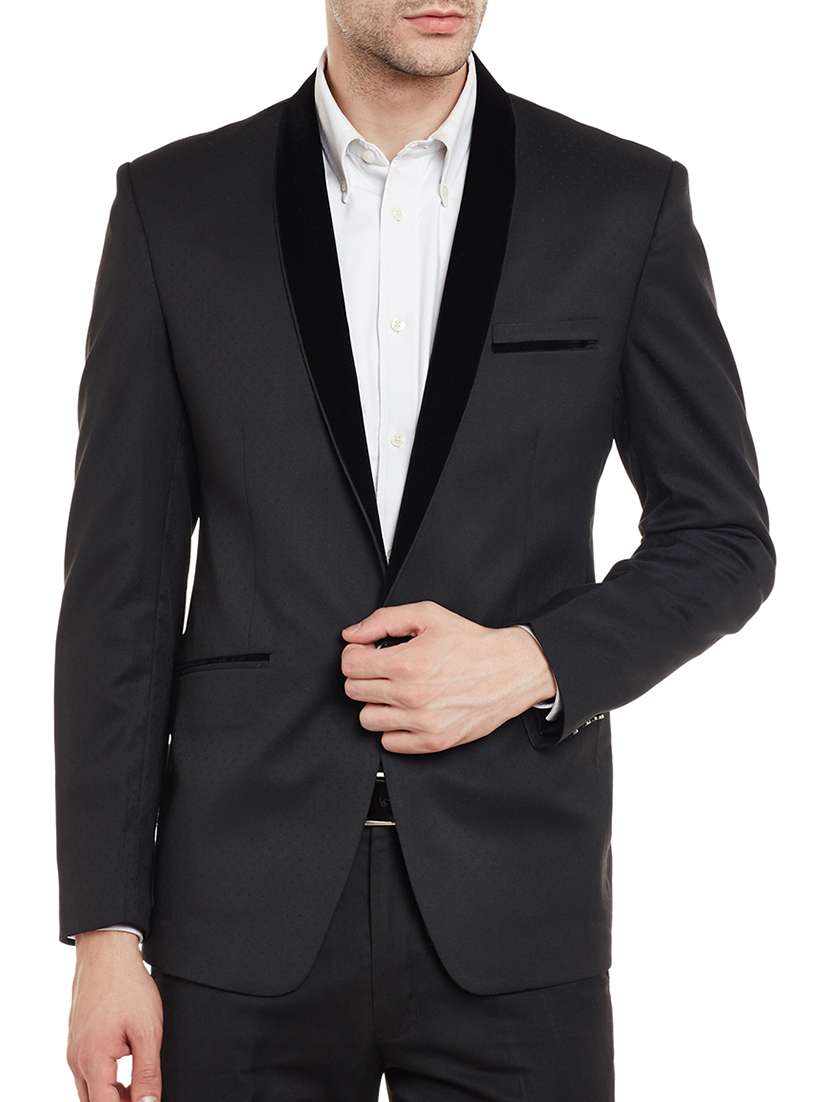 black cotton blend formal blazer
