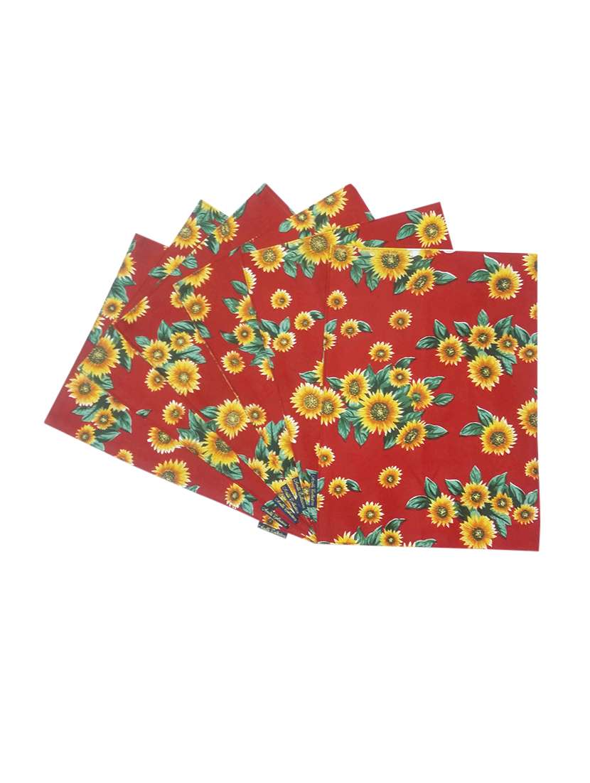 red floral printed cotton set of 6 table mat