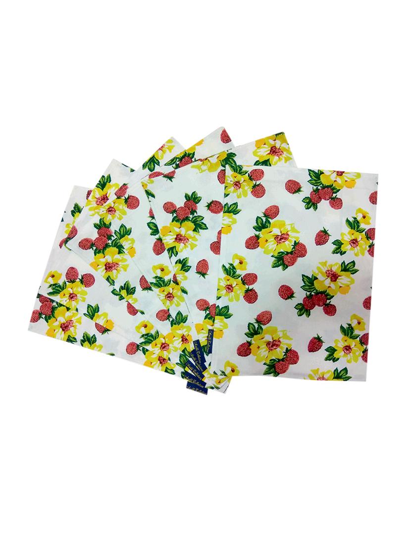 white floral printed cotton set of 6 table mat