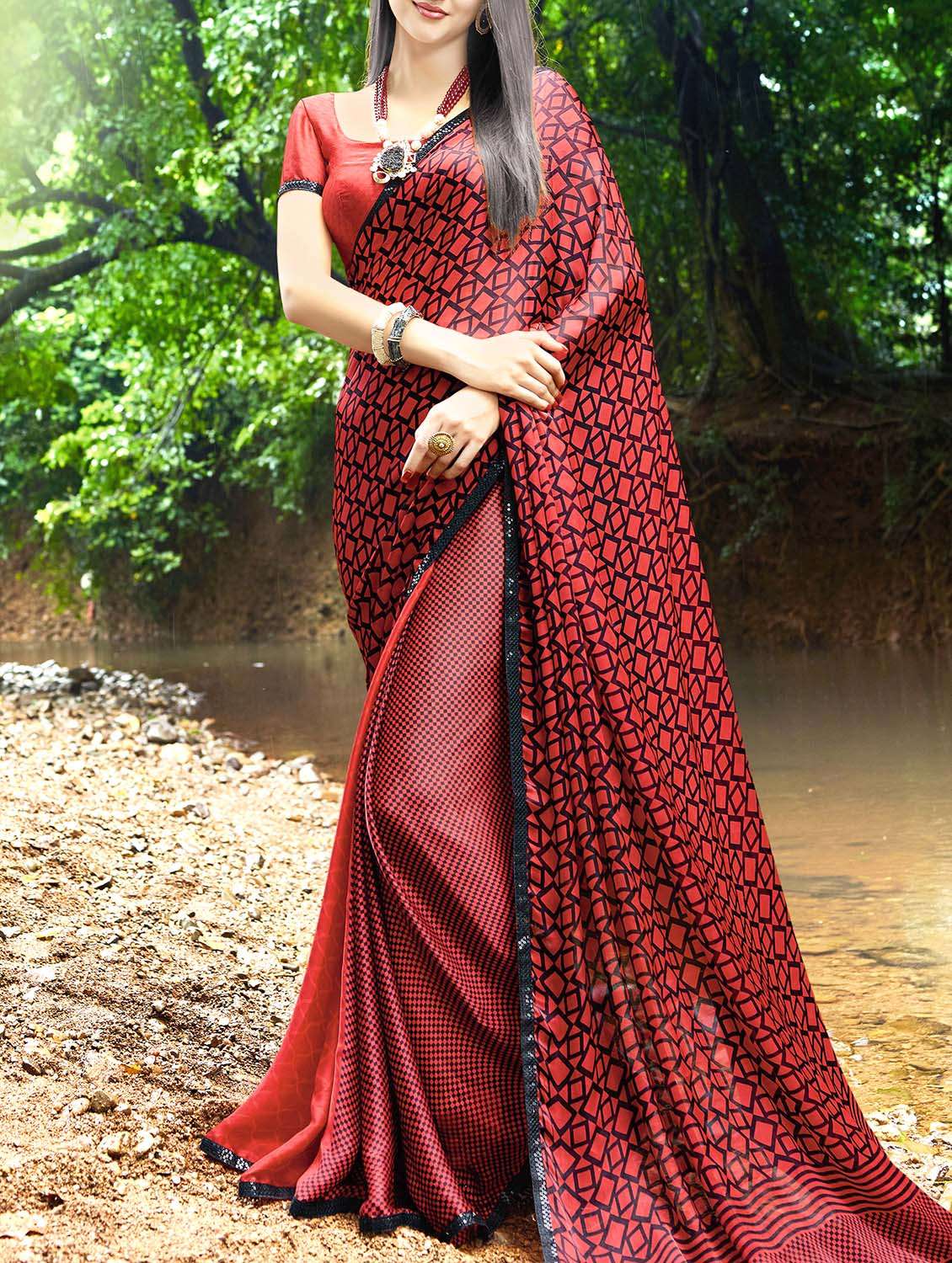 printed satin printed saree