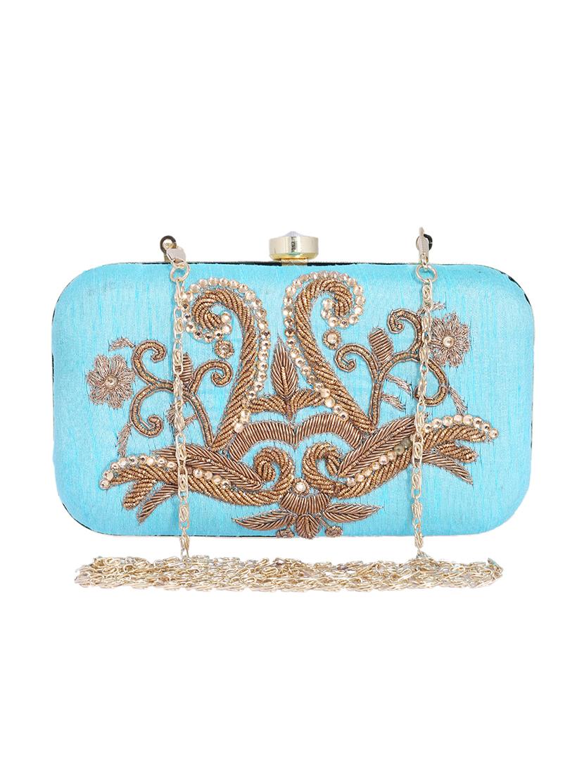 blue metal structured clutch - 13949079 - Zoom Image - 0