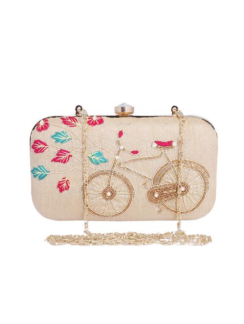 beige metal clutch - 13949087 - Standard Image - 0