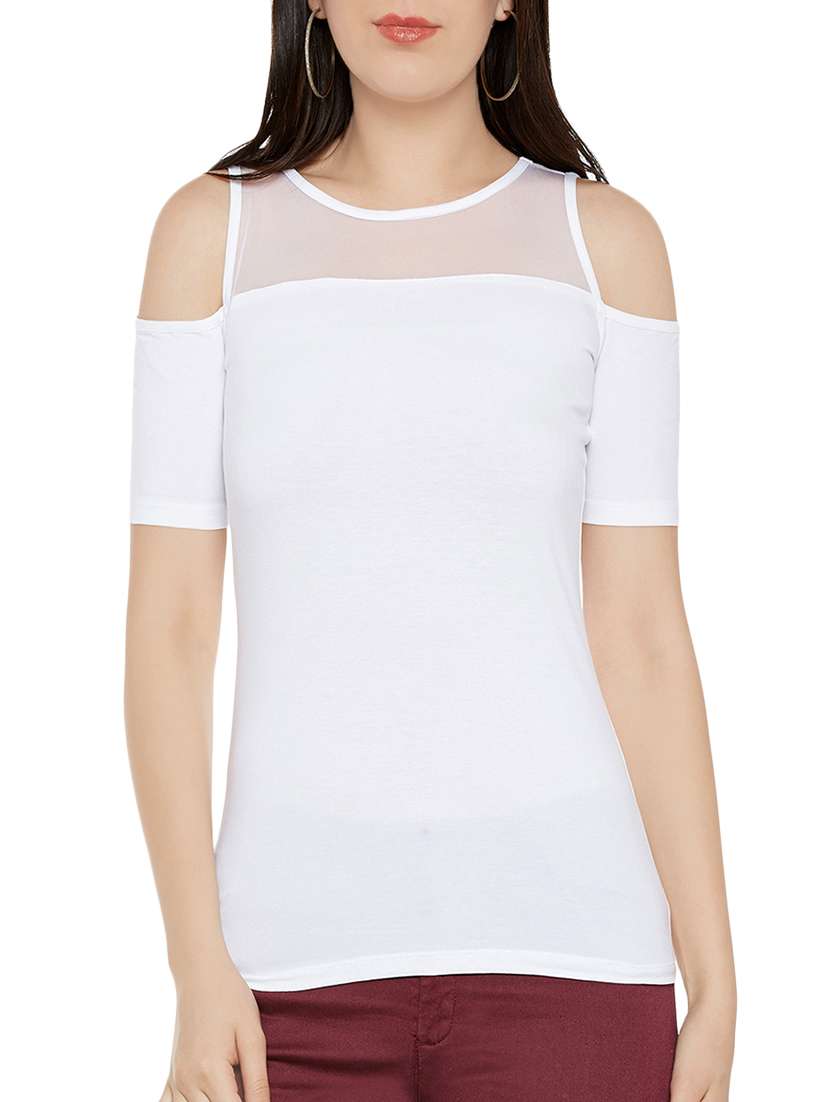 mesh panel cold shoulder top 