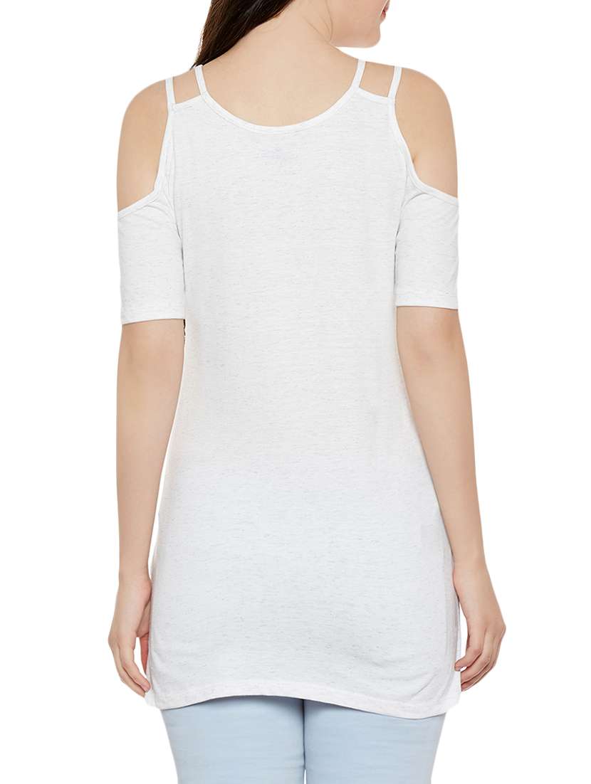 cold shoulder solid top - 13950814 -  Standard Image - 2