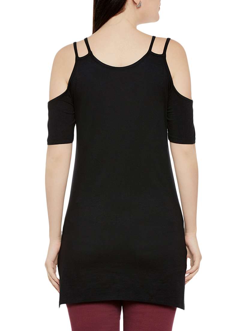 black cotton asymmetric tunic - 13950815 -  Standard Image - 2
