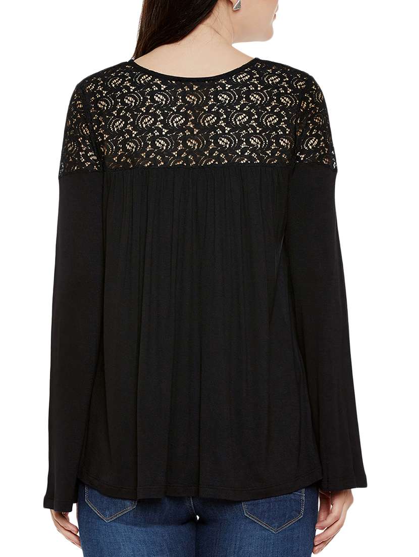 lace panel bell sleeved top  - 13950823 -  Standard Image - 2